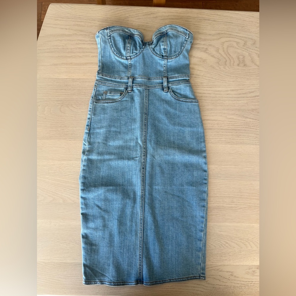 Bardot strapless denim dress Size XS